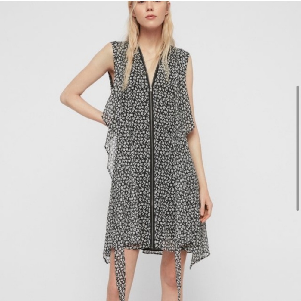 ALL SAINTS floral silk full zip and tie dress - Picture 12 of 12